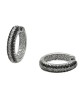 Pave Black and White Diamond Small Hoops in White Gold